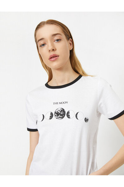 Koton Tricou cu mânecă scurtă imprimat cu decolteu