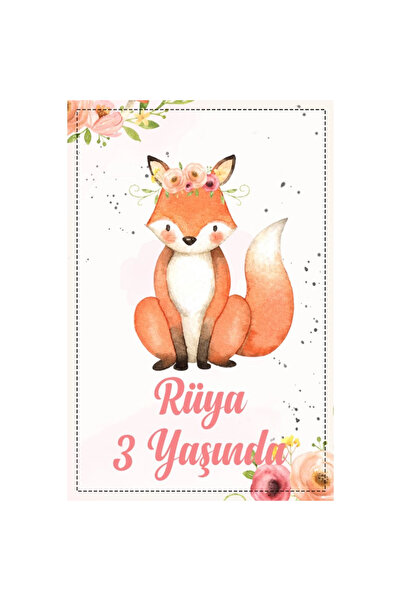 Reysa Tasarım لافتة عيد ميلاد بتصميم ثعلب -1 50x70 سم