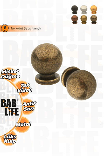 bablife Küçük Misket Küre Düğme Antik Sarı 25mm Çapında Çekmece Dolap Mobilya...