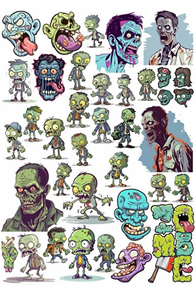 Reysa Tasarım مجموعة ملصقات زومبي مكونة من 8 ملصقات مكونة من 25 قطعة للهاتف و...