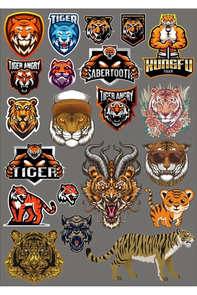 Reysa Tasarım مجموعة ملصقات Tiger Tiger - 2 مكونة من 17 قطعة للهاتف والكمبيوت...