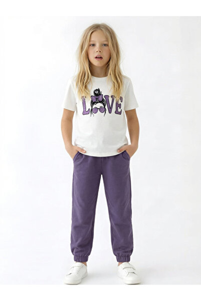 ESİLA KİDS Set trening pentru fete din bumbac pieptănat, cu mâneci scurte, to...