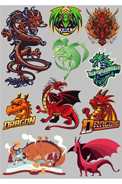 Reysa Tasarım مجموعة ملصقات Dragon Dragon - 3 11 قطعة هاتف، جهاز لوحي، كمبيوت...