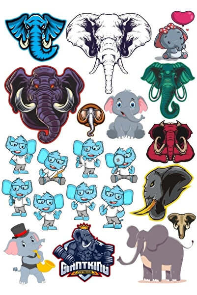 Reysa Tasarım مجموعة ملصقات الفيل 1 18 قطعة هاتف، جهاز لوحي، كمبيوتر محمول، م...