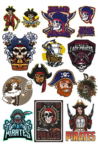 Reysa Tasarım مجموعة ملصقات القراصنة مكونة من 14 قطعة للهاتف والكمبيوتر اللوح...