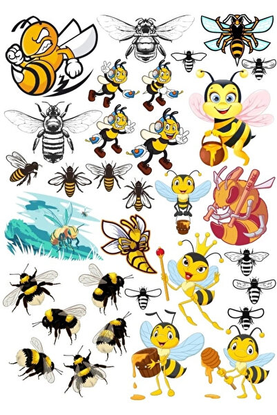 Reysa Tasarım مجموعة ملصقات النحل مكونة من 20 قطعة للهاتف والكمبيوتر اللوحي و...