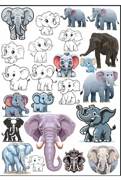 Reysa Tasarım Elephant Sticker Set - Number 4