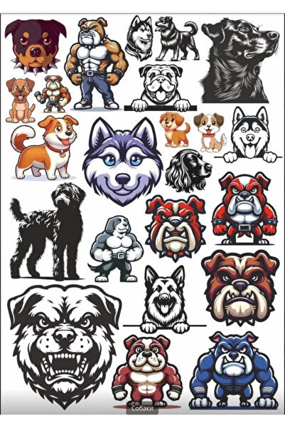 Reysa Tasarım Dog Sticker Set 2 - Cute and Angry Design