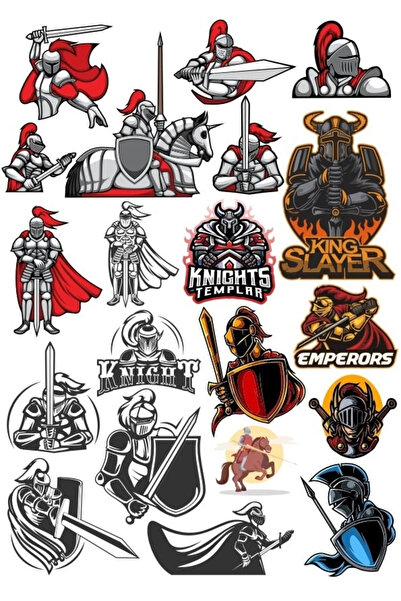 Reysa Tasarım مجموعة ملصقات الفارس 3 16 قطعة للهاتف والكمبيوتر اللوحي والكمبي...