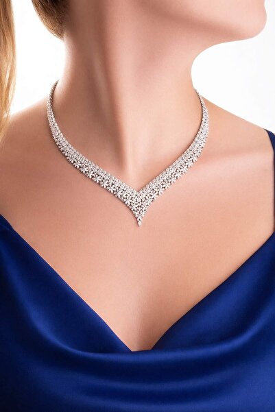 So CHIC... Carrie 18 Ayar Beyaz Altın Kaplama Gümüş Gerdanlık