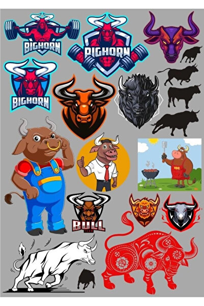 Reysa Tasarım مجموعة ملصقات الثور مكونة من 20 قطعة للهاتف والكمبيوتر اللوحي و...