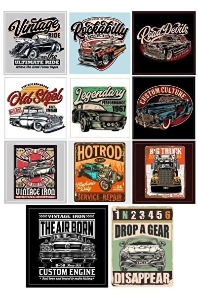 Reysa Tasarım Retro 4x4 Off Road Sticker Set5 12 Parça Telefon, Tablet, Defte...