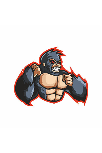 Reysa Tasarım ملصق غوريلا غاضب 10x10 سم ملصق ملون