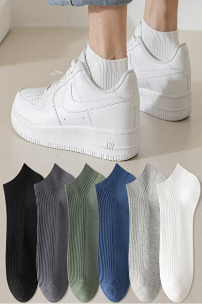 Ozzy Socks 6 ζευγάρια κομψά βαμβακερά ριγέ μποτάκια κάλτσες πολύχρωμο σετ