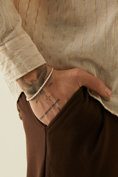 Fjellor Valar 925 Ayar Erkek Gümüş Bileklik – Halat Kalın Burgu El İşçiliği Ö...