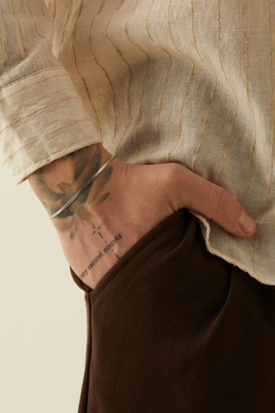 Fjellor Este Erkek Ince Italyan Hasır Gümüş Renk Paslanmaz Çelik Bileklik