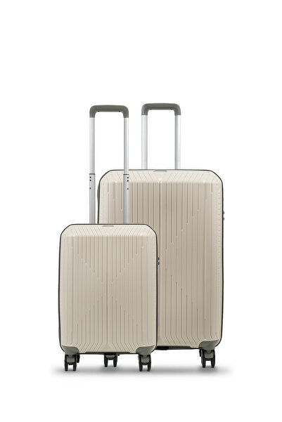 GROUND Sirius Gar 2'li Valiz Seti Büyük-Kabin - Kemik Gri - 10728