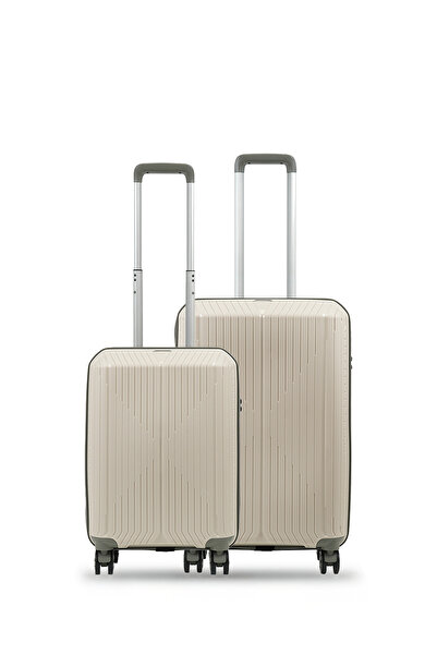 GROUND Sirius Gar 2'li Valiz Seti Orta-Kabin - Kemik Gri - 10728