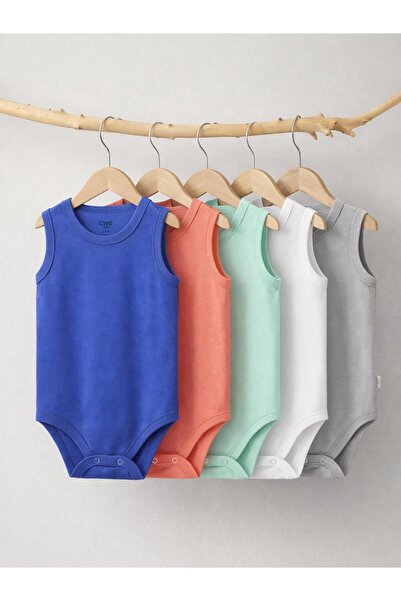 Civil Baby Basic 5-Piece 0-36 Months Snap-On Bodysuit - Red 9-12 Months