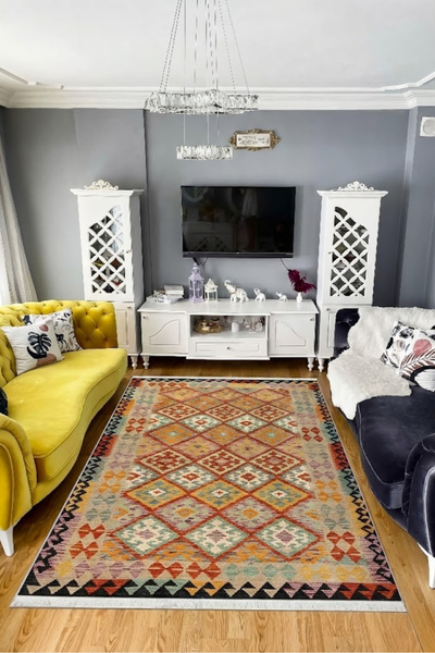 CENTER AVM Vintage Halı Salon Halısı Makinede Yıkanabilir Halı Kaymaz Taban Halı