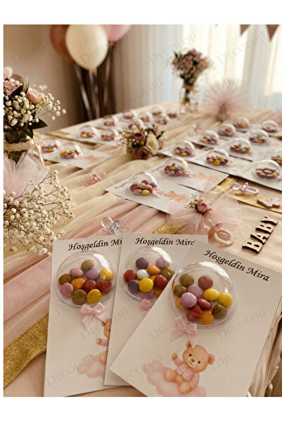 Decoloji Düğün, Mevlüt, Sünnet, Bonibon Şekerli Kız Çocuk Doğum Günü Kartlık,...