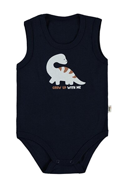 Civil Baby Dinosaur Printed 1-36 Months Snap-On Badi - Navy Blue 1-3 Months