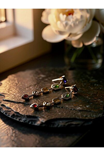 ayoljewelry Colorful Dangle Stone Earrings – Steel