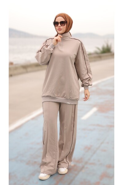 Ryzi Moda Women's Hijab Tracksuit Set Zippered Bottom Top Set