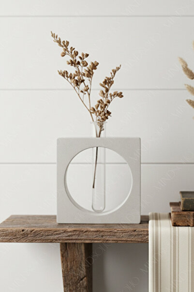 mindsoho Dekoratif Vernikli(Wax) Kare Tüplü Vazo 11 cm (Tüp Dahil)