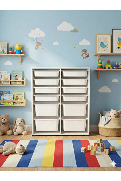 decosense 12 Çekmeceli Çok Amaçlı Oyuncak Dolabı ve Saklama Ünitesi – Çocuk O...
