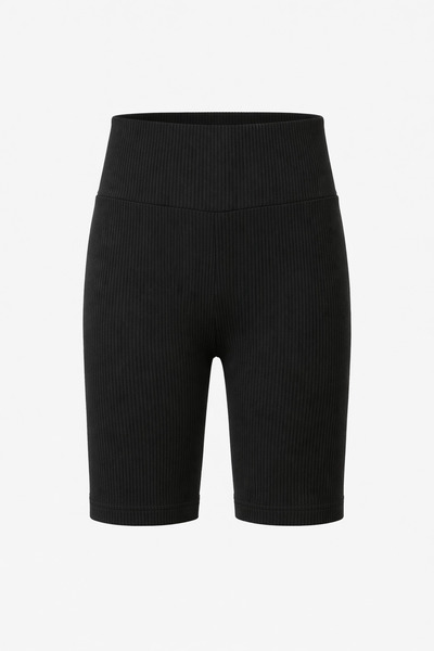 Cesuz Siyah Yüksek Bel Fitilli Seamless Biker Şorttayt – Toparlayıcı, Dikişsi...