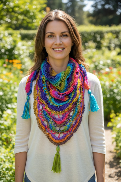 Satürn Hobi Knitted Colorful Bohemian Neck Collar, Shawl