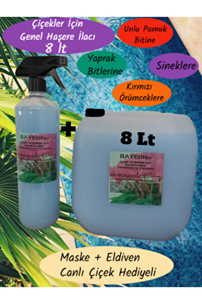 İlkadım Botanik 8 Lt Çiçekler İçin Genel Haşere İlacı(Unlu Pamuk Biti ilacı S...