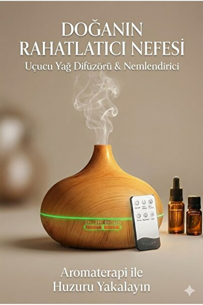 sonx Aroma Difüzör Gece Işığı 7 Led Nemlendirici Kumandalı 550 ml Buhar Makinesi