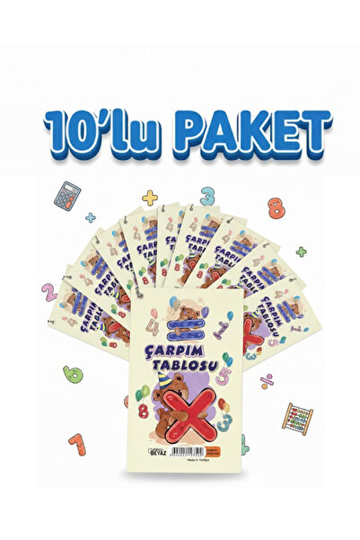 TOMBİ-X Çarpım Tablosu Kartları Yazılabilir - Alıştırmalı Çarpım Tablosu 10 Adet