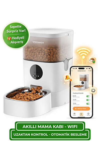 Greenwich Zero Point of Beauty Akıllı Otomatik Mama Kabı - Hediyeli 4 L | Wif...
