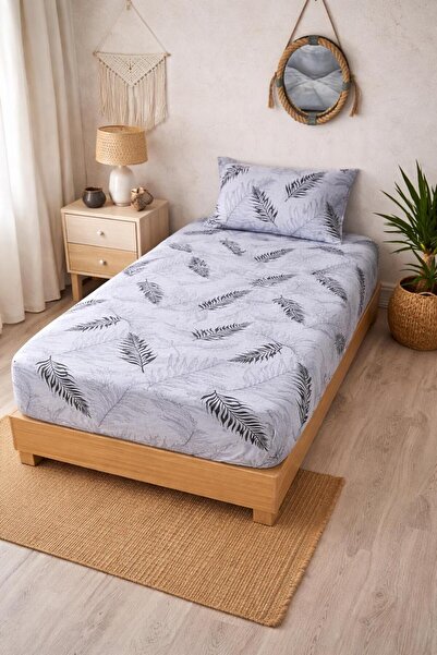 Arma Concept Single Ranforce Fabric Leaf Patterned Fitted Elastic Sheet & 1 P...