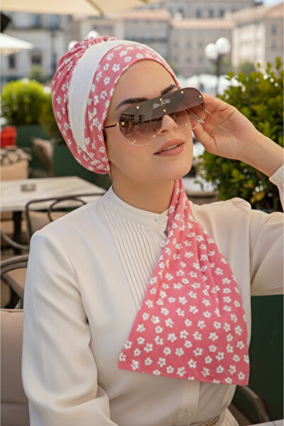 Aişe tesettür Pudra Taç Desenli Atkılı Bone