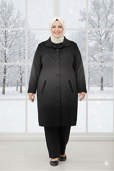 elma abone Large Size Buttoned Thick Cardigan Coat