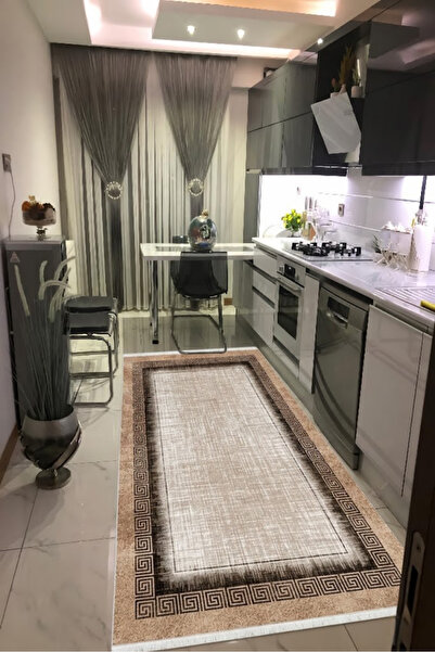 CENTER AVM Kahverengi, Halı Mutfak Halısı Makinede Yıkanabilir Halı Kaymaz Ta...