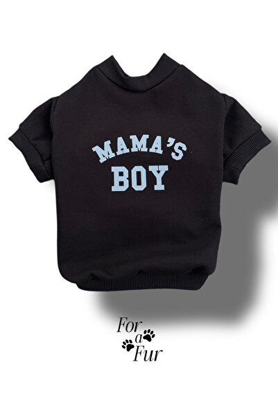 For a Fur Köpek Tişörtü Mamas Boy Baskılı Siyah Kedi Tişörtü Kıyafeti Köpek K...