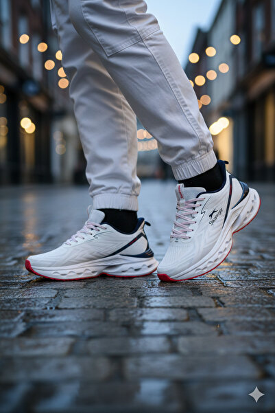 Slazenger WİLLOW Premium Seri Erkek Sneaker Ayakkabı Beyaz / Lacivert /Kırmız...