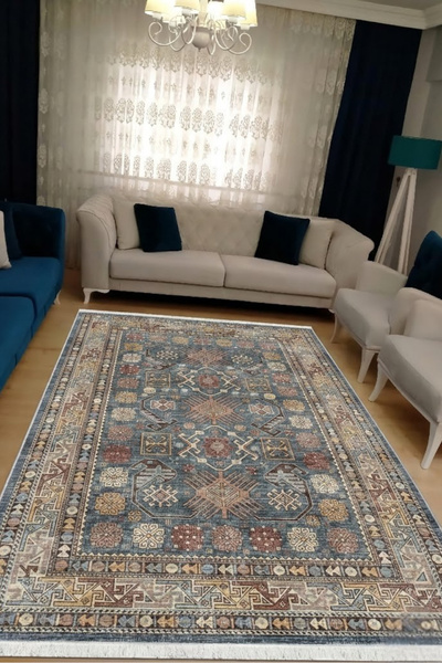 CENTER AVM Vintage Halı Salon Halısı Makinede Yıkanabilir Halı Kaymaz Taban Halı