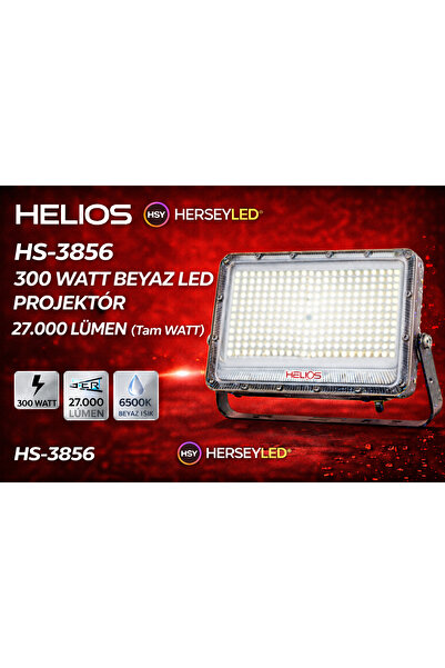 Helios HS-3856 300 WATT BEYAZ LED PROJEKTÖR 27.000 LÜMEN (Tam WATT)