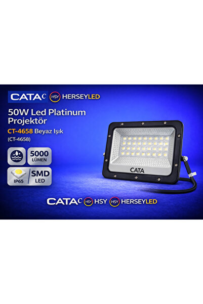 Cata 50W Led Platınum Projektör CT-4658 Beyaz Işık