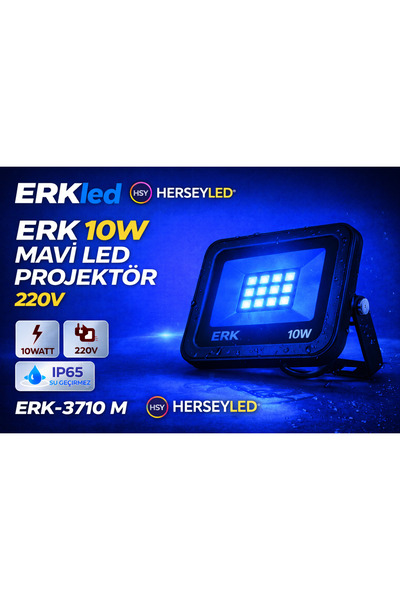 Erk Led ERK 10W MAVİ LED PROJEKTÖR 220V ERK-3710 M