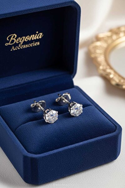 Öte Beri Çelik Küpe Seti 316L Cerrahi Çelik Unisex Şeffaf Oval Zirkon Taşlı E...