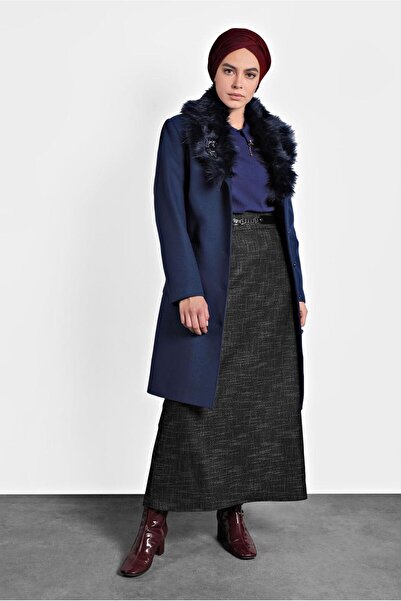 Alvina Пальто з поясом і хутряним коміром 90069