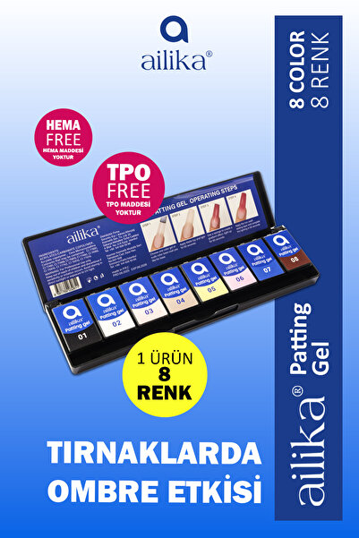 Ailika Patting Jel Paletli 8 Renk Kalıcı Oje Ombre Özellikli