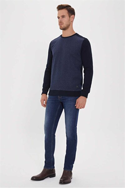 Lee Cooper Newdiagonal Men's Crew Neck Sweatshirt Indigo